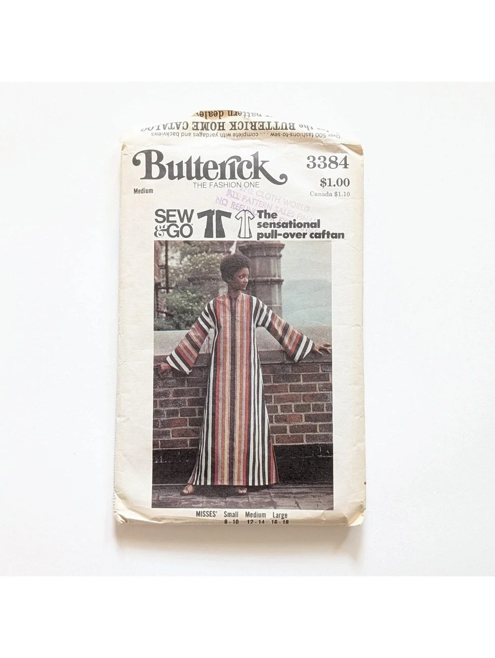 1970s Vintage Butterick 3383 & 3384 Sewing Patterns - Mens and Womens Caftans
